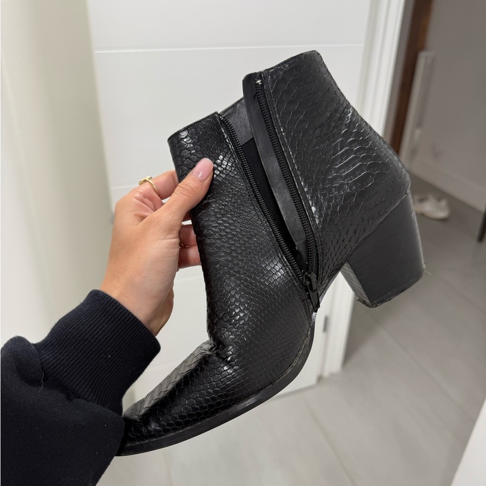 Coconuts by Matisse Black Snakeskin Ankle Booties